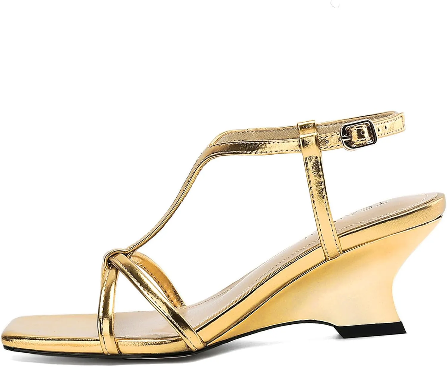 Women's Wedge Sandals Strappy Heels for Women Comfort Wedges Ankle Strap Square Open Toe Heel Evening Wedding Dress Shoes
