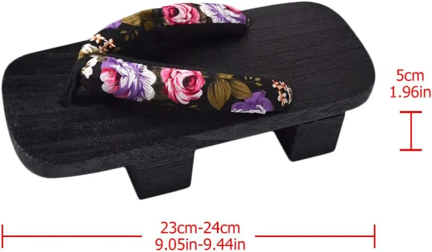 Wooden Geta Sandals Clogs Women Flip Flops Stage Performance Geta Japanese Wooden Slippers Shoes Heel Height 5CM