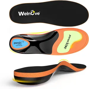 Work Boot Insoles Plantar Fasciitis - Welnove Heavy Duty Inserts for Pain Fatigue Relief, Standing All Day - High Arch Support Shoe Insoles Orthotic for Flat Feet, Achilles Tendonitis, Men Women (L)