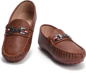 WUIWUIYU Boys Girls Soft Leather Loafer Casual Moccasin Flats Dress Shoes Penny Loafers School Dress Shoes