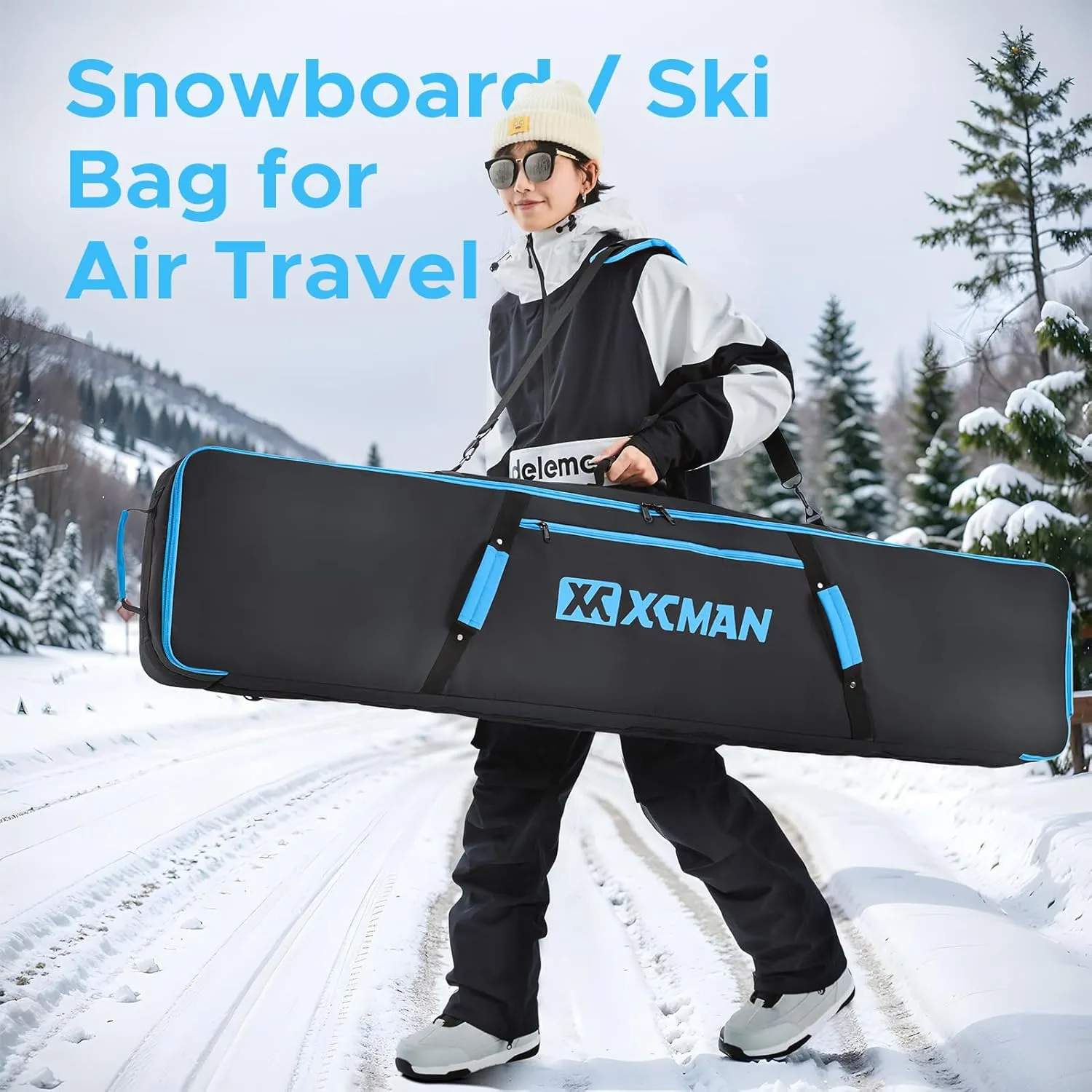 XCMAN Snowboard Bag For Air Travel - Fully Padded Ski Bag Waterproof Snowboarding Bag for Travel Snowboard Boots