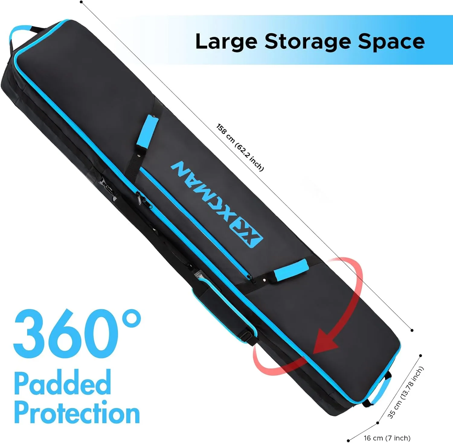 XCMAN Snowboard Bag For Air Travel - Fully Padded Ski Bag Waterproof Snowboarding Bag for Travel Snowboard Boots