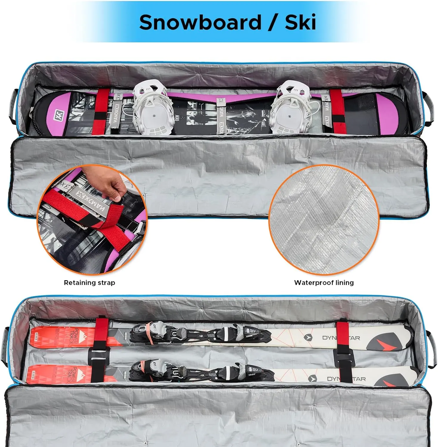XCMAN Snowboard Bag For Air Travel - Fully Padded Ski Bag Waterproof Snowboarding Bag for Travel Snowboard Boots