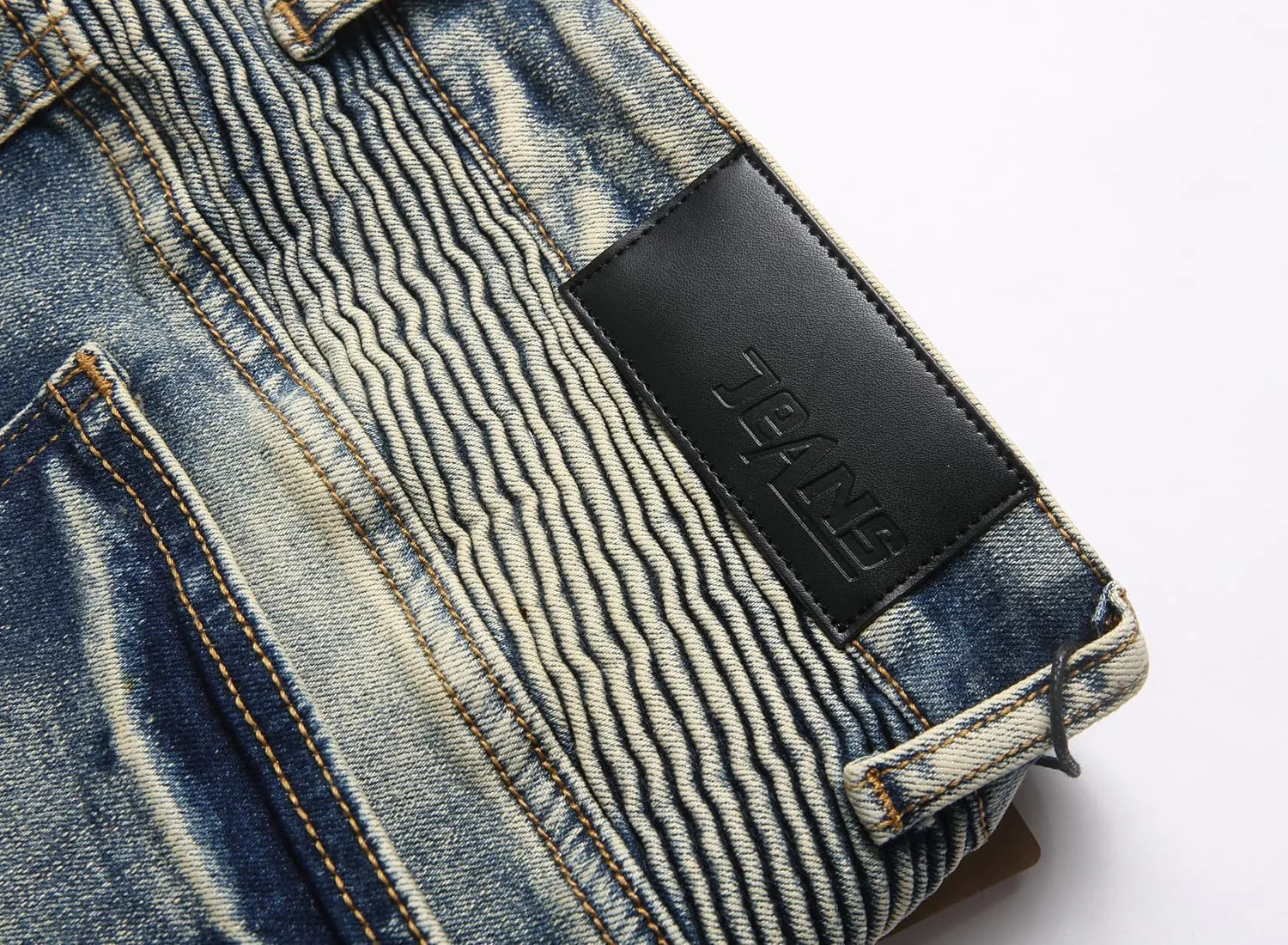 XIMXIMMTIAN Men's Biker Moto Washed Distressed Slim Fit Straight Jeans Denim…