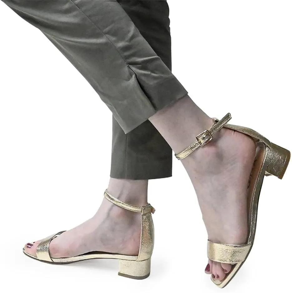 XYD Women Open Toe Low Heel Chunky Block Sandals Buckled Ankle Strap Pumps Shoes for Wedding Dress Evening