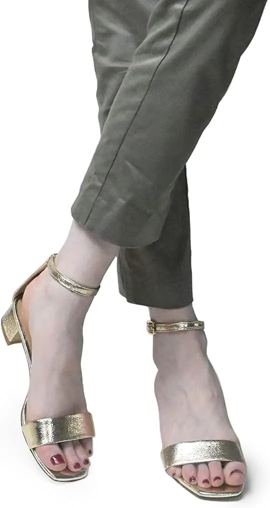 XYD Women Open Toe Low Heel Chunky Block Sandals Buckled Ankle Strap Pumps Shoes for Wedding Dress Evening