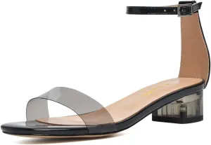 XYD Women Open Toe Low Heel Chunky Block Sandals Buckled Ankle Strap Pumps Shoes for Wedding Dress Evening