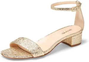 XYD Women Open Toe Low Heel Chunky Block Sandals Buckled Ankle Strap Pumps Shoes for Wedding Dress Evening