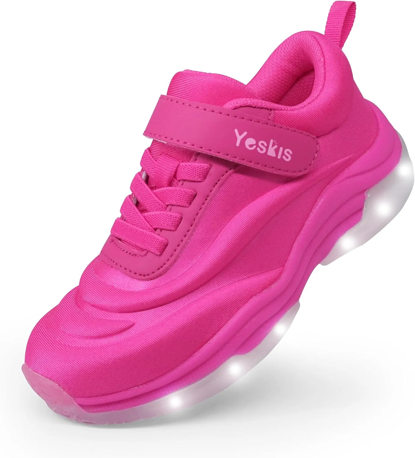 YESKIS Boys Girls Light Up Shoes with Switch 3 Lighting Modes Fizzzy Big Kids LED Running Tennis Sneakers for Toddler Little and Big Kid