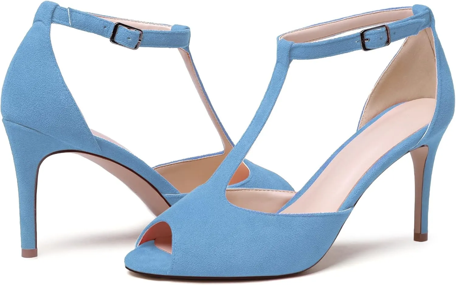 Zamikoo Women's Peep Toe Sandals Ankle Strap Stiletto Pumps Dress Shoes