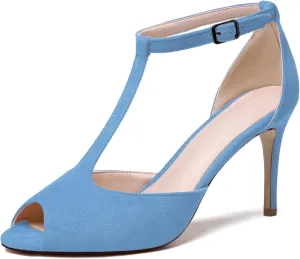 Zamikoo Women's Peep Toe Sandals Ankle Strap Stiletto Pumps Dress Shoes