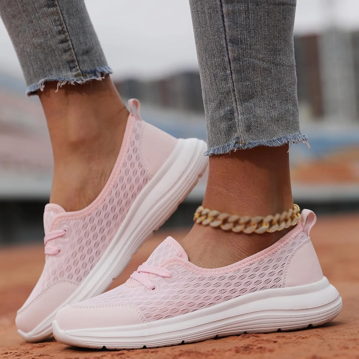 ZWRXW Women's Orthopedic Loafers Slip-On Walking Shoes Arch Support & Non-Slip Breathable Shoes Low Top Fashion Sneakers Lightweight Outdoor Hiking Sneakers